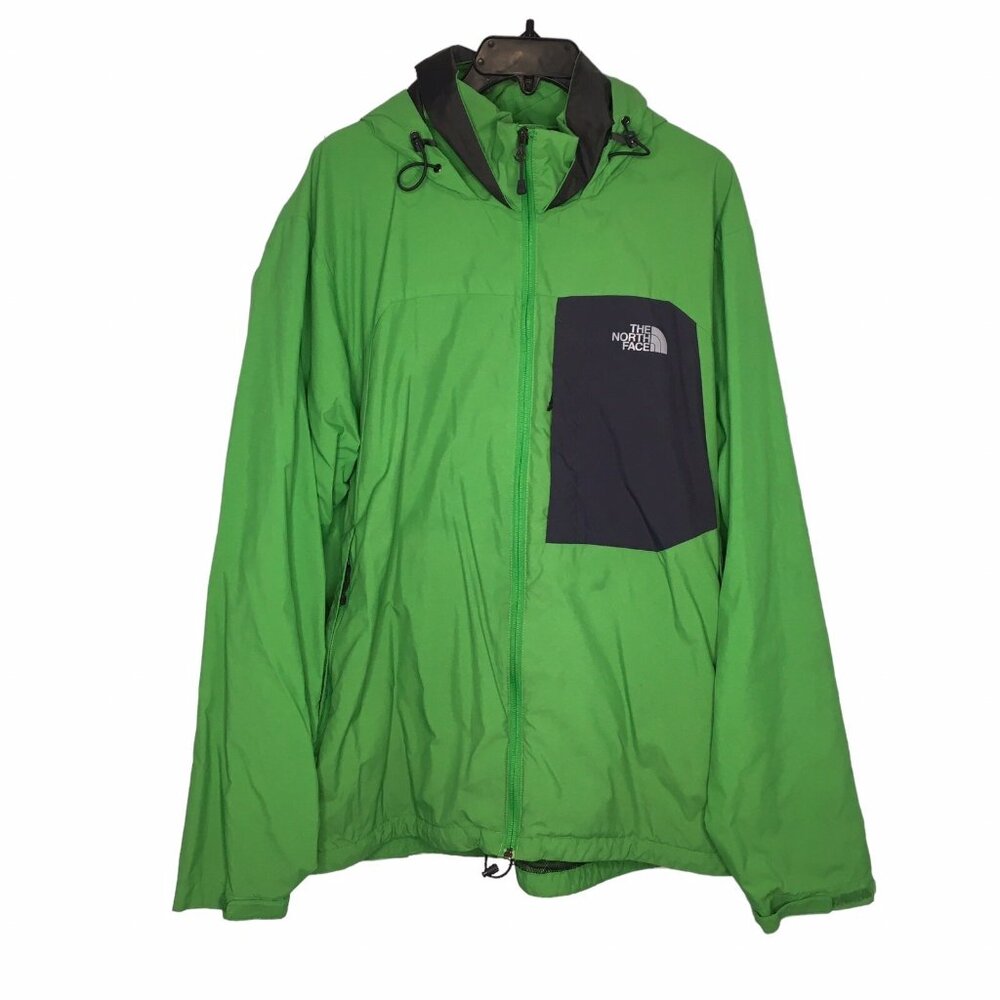 The North Face Geosphere Windbreaker Jacket Men XL Green Hood Packable AYGJ